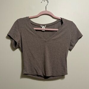 Brown Bozzolo ribbed crop top